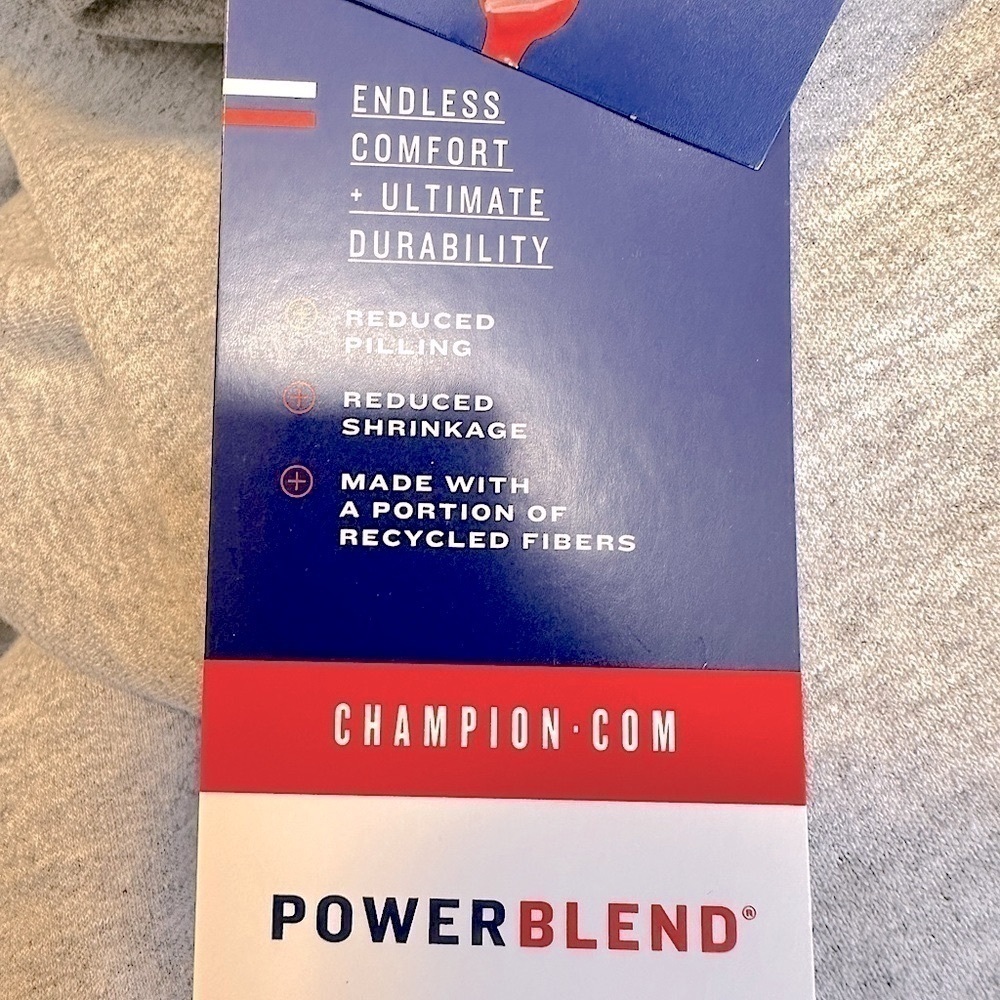NWT Champion Powerblend Crewneck Script Logo Oxford Grey Sweatshirt Size Medium - Picture 7 of 16